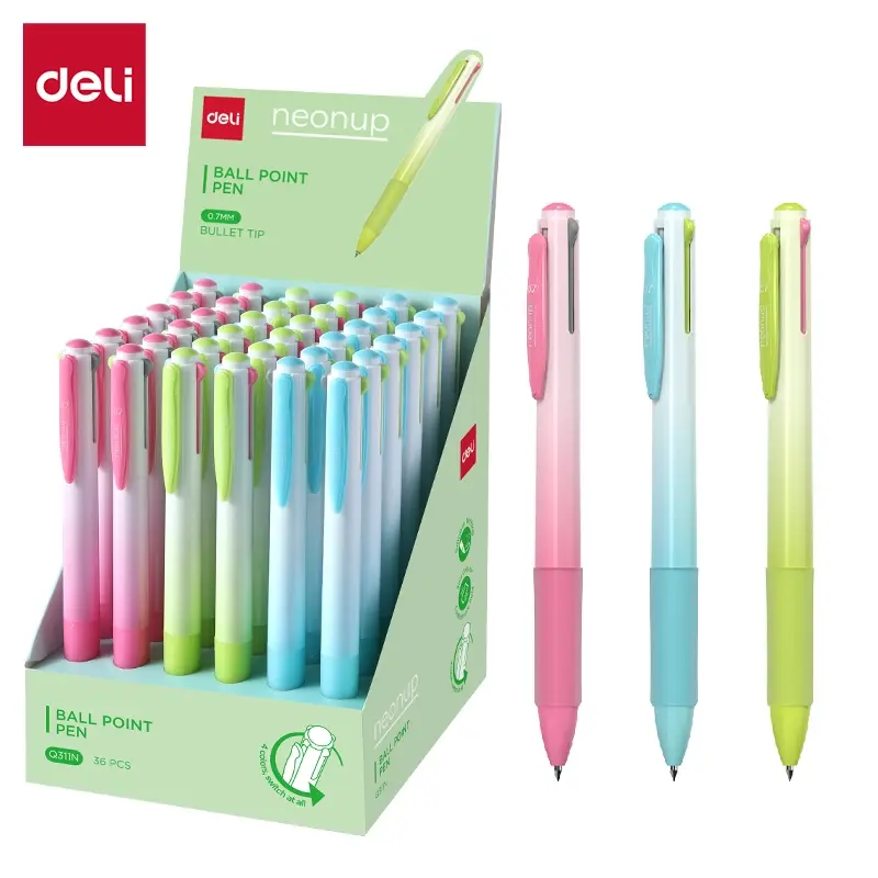 Deli Q311N | Ball Point Pen 4 Neon Colors 0.7mm