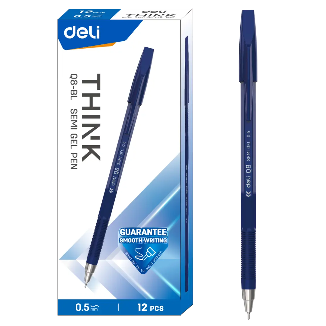 Deli Semi Gel Pen Q8-Bl | Гелевая ручка с синими чернилами