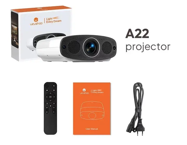 VEVSHAO A22 | Projector 1000 ANSI Lumens Android 9