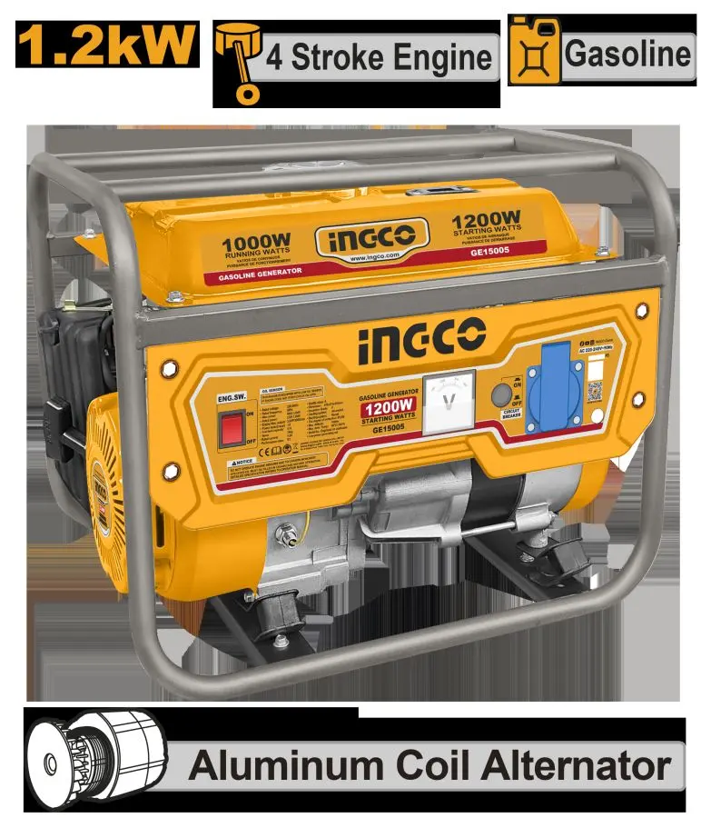 Ingco GE15005 1,2 kWt benzin generator