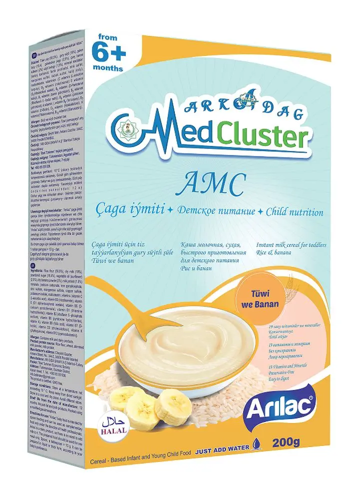 AMC düýp-bananly çagalar üçin tiz taýýarlanylýan iýmit, 200g