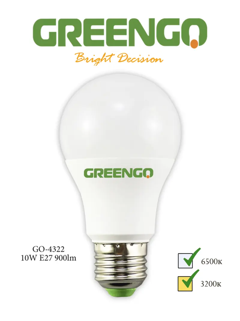Greengo GO-4322 | LED лампа E27 тёплый свет 10 Вт