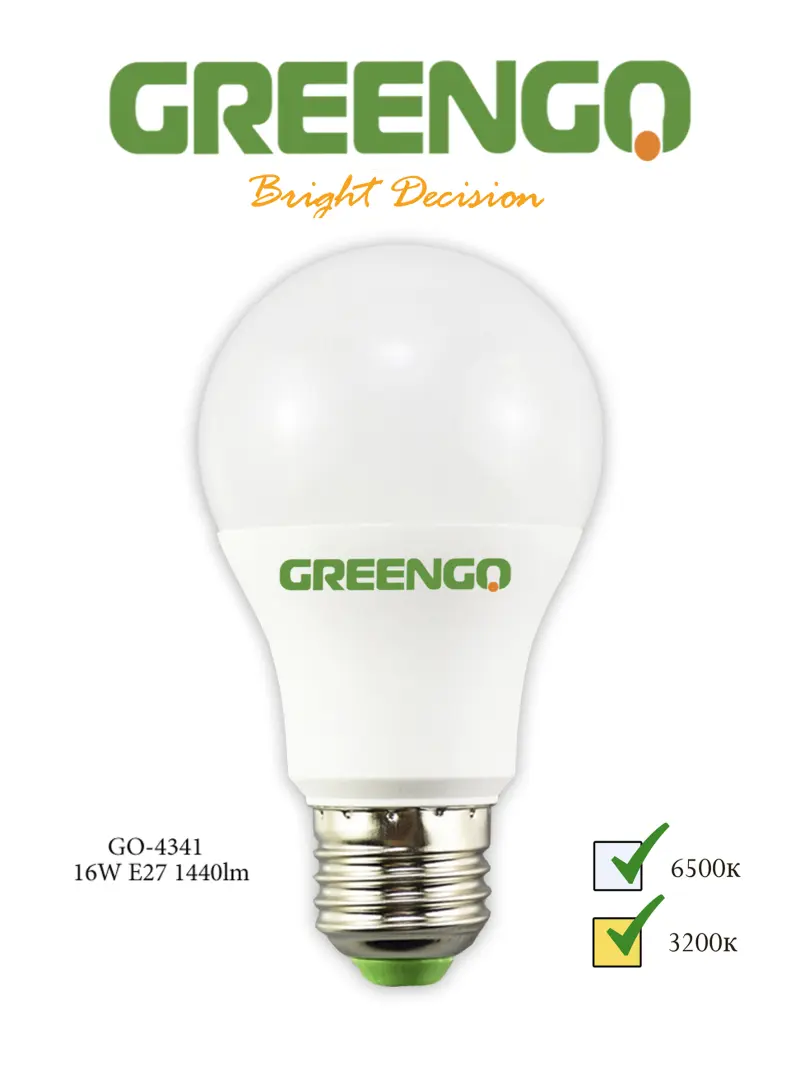 Greengo GO-4341 | Светодиодная лампа E27 тёплый  свет 16 Вт