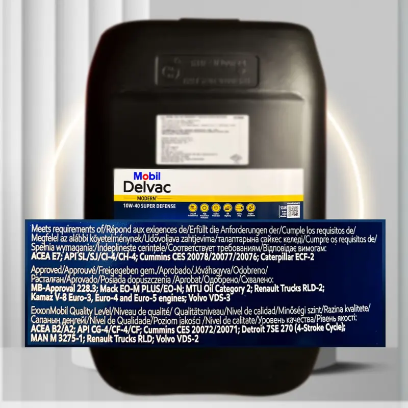 Mobil Delvac Modern 10W-40 SD (20L) - Dizel we benzin üçin sintetiki hereketlendiriji ýagy