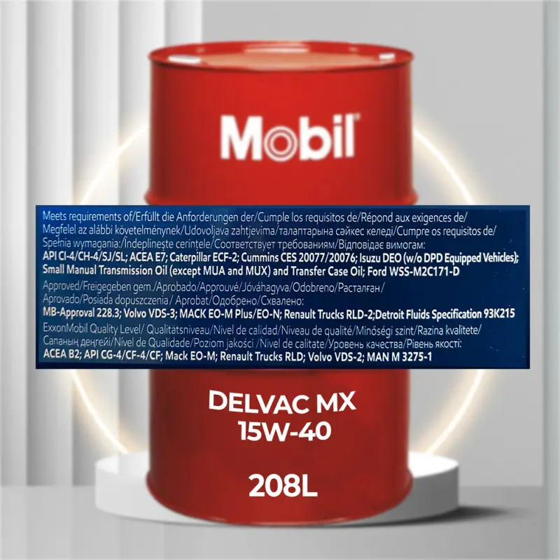 “Mobil Delvac MX Super Defence 15W-40 208L” ýokary öndürijilikli dizel dwigateli ýagy