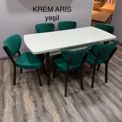 Djanisa Cream Aris Yeshil | Kitchen Table Set 1+6