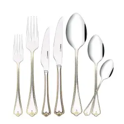 KORKMAZ A2138 | Dinnerware Set 84 Pieces Mina Gold Finish