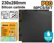 Ingco Waterproof Sandpaper P80, 230x280mm, 50 Sheets, Model AKHS008016