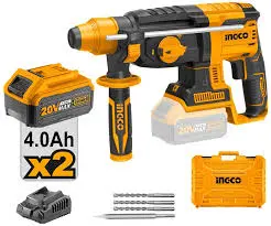 Ingco 26mm 20V 4.0Ah Li-ion Rotary Hammer (2 Batteries) – CRHLI202287