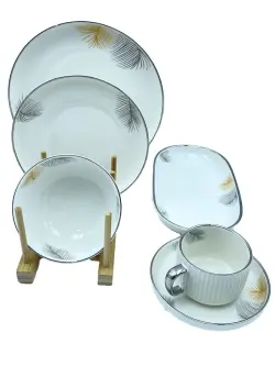 MLD MLD513-35 | Dining Set White Chrome 32 pcs for 6 Persons