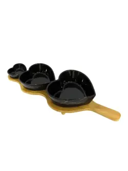 Black Heart JDC7477M | Tableware Set 3 Dishes with Bamboo Base