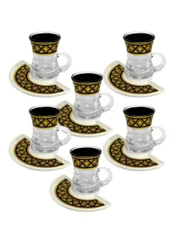 JE7108 | Cup and Saucer Set 12 pcs Rhombus Design Porcelain