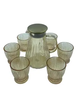 Q5875 Q5875-7G | Glassware Set Gold 1600ml Decanter + 6x285ml Glasses
