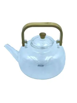 Классика TP-1214 | Transparent Teapot Glass with Wooden Handle