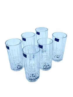 DM336-2 | Tall Glass Set 6pcs Transparent Stripe-Diamond