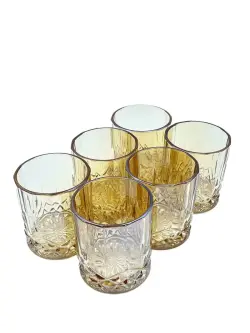 DM DM336-G | Low Glass Set Gold Stripe-Diamond 6 pcs x 340ml