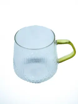 L-04 | Glass Mug 360 ml Transparent Gold Handle