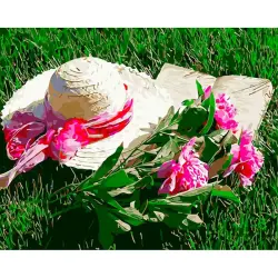 YS YS45901 | Paint by Numbers Set 40x50 cm Peonies Book & Broken Hat
