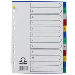 Libra 00-00005569 | Divider 1-12 Color Tabs Durable Cardboard