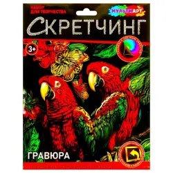 Multi Art BK-00101369 | Scratch Engraving Set Parrots 18x24 cm