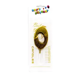 Свечи-цифры BK-00050996 | Number Candle 0 Gold Glitter