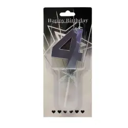 S-800 BK-00068373 | Cake Number Candle 4 Silver Metallic Finish