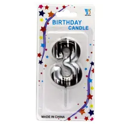 BK BK-00051010 | Number Cake Candle Silver-Black '3'