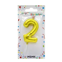 MG-MSMK BK-00054734 | Number Candle for Cakes Gold Metallic '2'