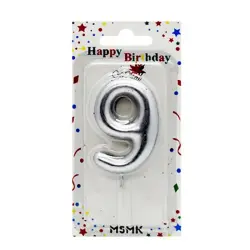 MG-MSMK BK-00054731 | Cake Candle Number 9 Silver Metallic Finish