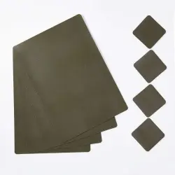 KORKMAZ A8995-3 | Placemat Set Green Leather 4 pcs