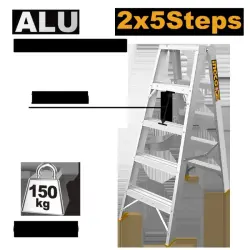 Ingco HLAD01051 Double-Sided Step Ladder 2x5 Steps 120cm