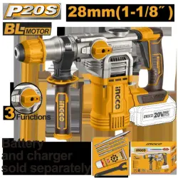 Ingco 20V Cordless Rotary Hammer Drill BL 28mm Professional Power Tool
