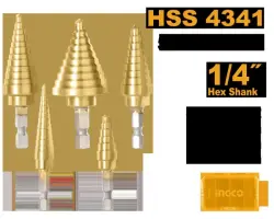 Ingco 5-Piece Step Drill Bit Set AKSDS2051 for Professional Use