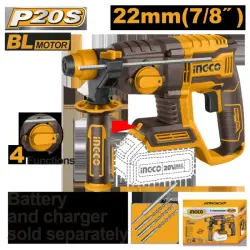 Ingco 20V Cordless Rotary Hammer Drill BL 22 mm (Tool Only)