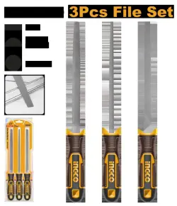 Ingco File Set 3pcs 200mm Hardened Steel HKTFS1308