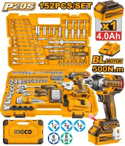 Ingco 152-Piece Cordless Impact Wrench Tool Set HKTHP31521