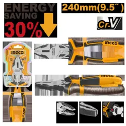 Ingco Combination Pliers 240mm 30% Extended Lever Cr-V HHCP28240