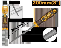 Ingco HSRF088 Round Steel File 200mm for Professional Metalworking