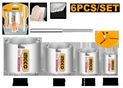 Ingco HSB4061 Tungsten Carbide Grit Hole Saw Set 6 pcs