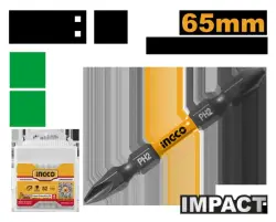 Ingco SDBIM21PH233 Iki taraplaýyn zarba bitleri 2+PH2 65mm 10 toplum