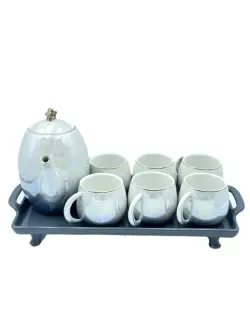 EQ EQ991-&247 | Tea Set 6 Cups with Glass Tray