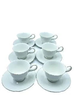MLD MLD513-12 | Tea Cup Set White Porcelain