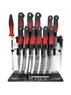 Bass B20201-RB | 14-piece Knife Set with Plastic Stand