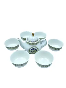 MAR MAR-1123 | Tea Set Suitcase 1 Teapot & 6 Bowls Blue