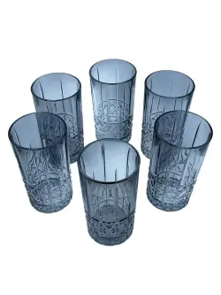 7319HB-SS WZ-10 | Highball Glass Set 6 pcs Silver-Grey Stripe-Diamond