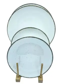 HG HG-0201 | Dinner Set 12 pcs for 6 Persons White Brown Edges