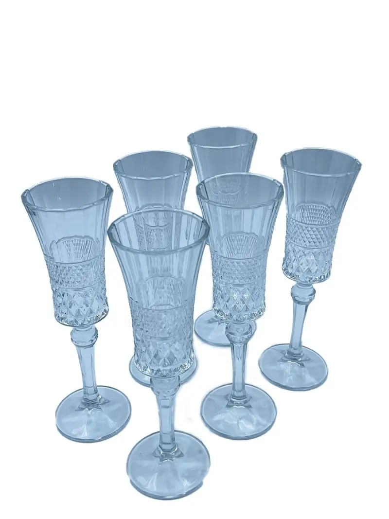 F220 F220-1C | Champagne Glass Set 6 pcs Diamond-Facet Clear