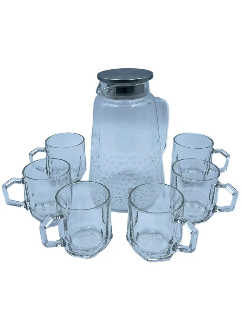 Q5985 Q5985-7W | Glass Carafe Set 2000ml + 6 Glasses White