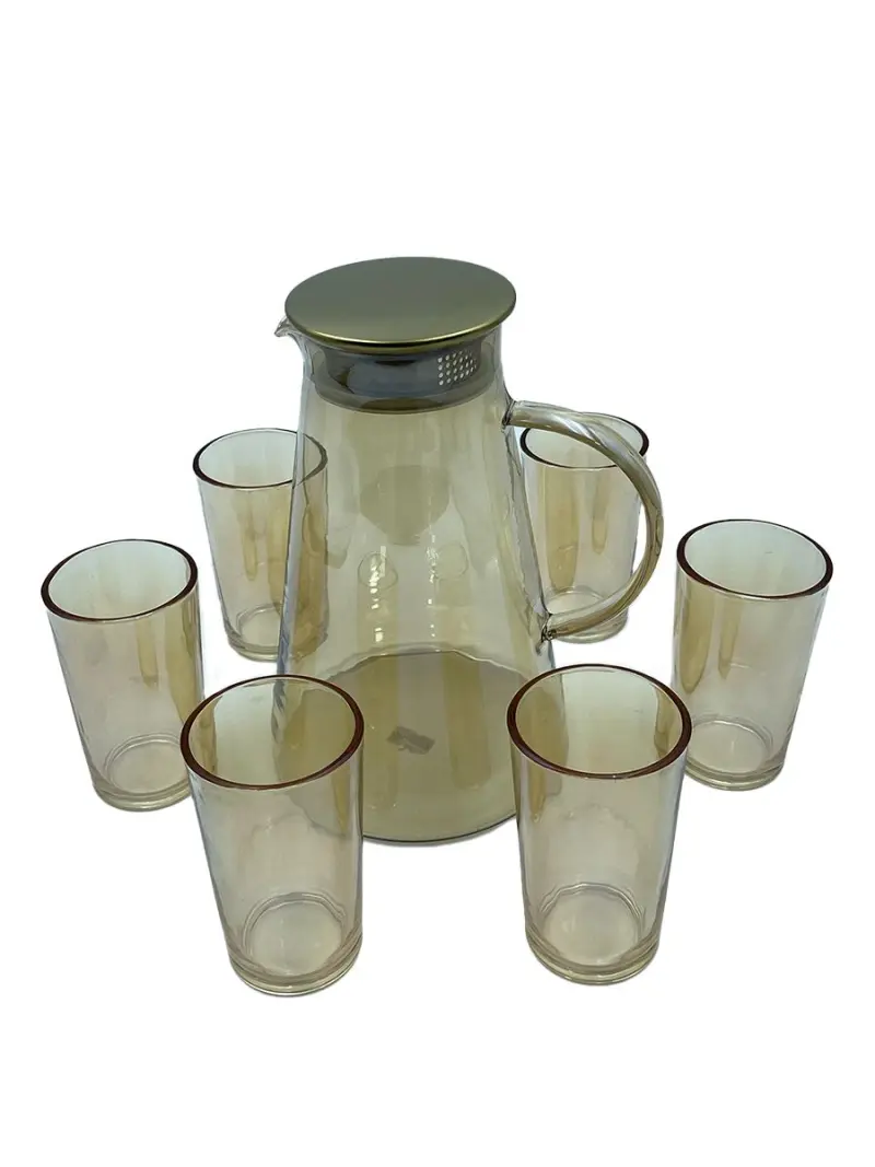 Q5989 Q5989-7G | Altyn aýna grafin toplumy 1.85L + 6 bulgak 240ml