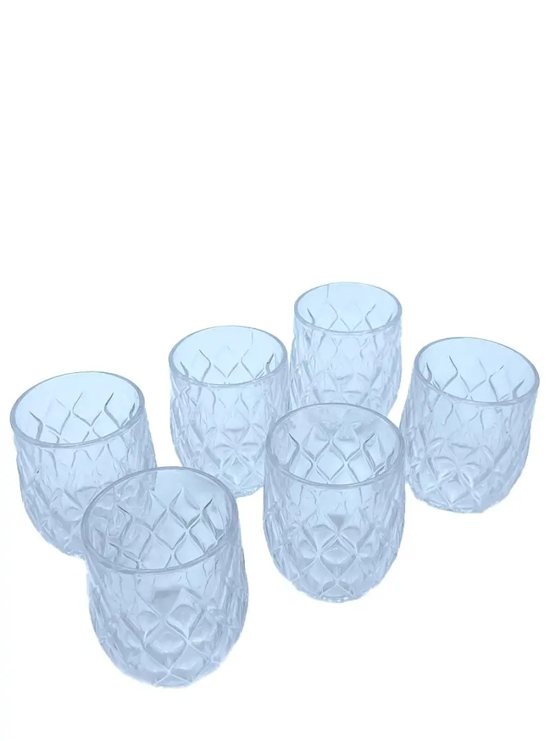 WZ WZ-6 | Oval Transparent Glass Set 6pcs Diamond Pattern